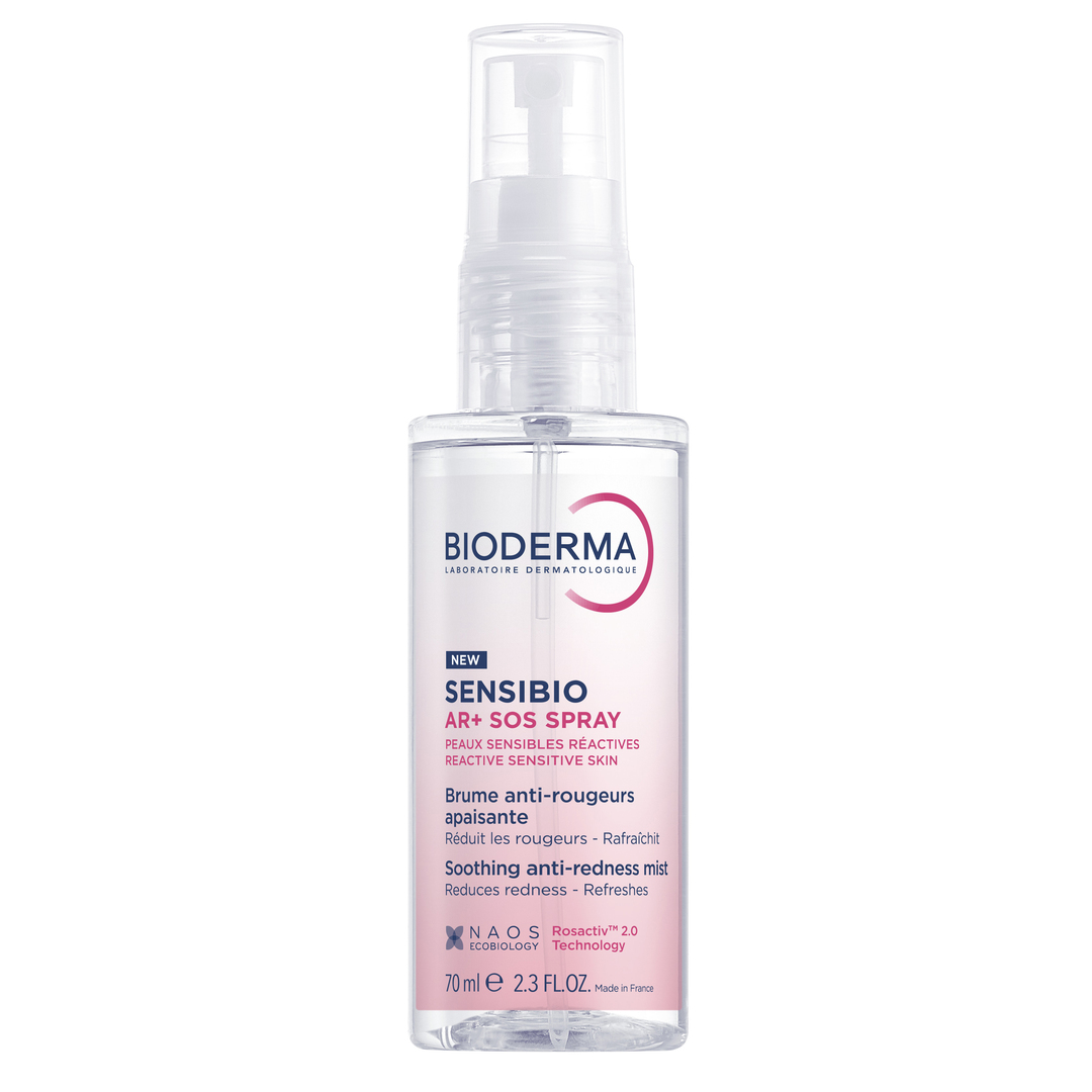 Bioderma Sensibio AR+ SOS Spray, a soothing anti-redness mist.